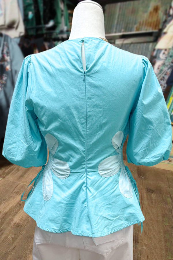 Floral Colorblock Poplin Top