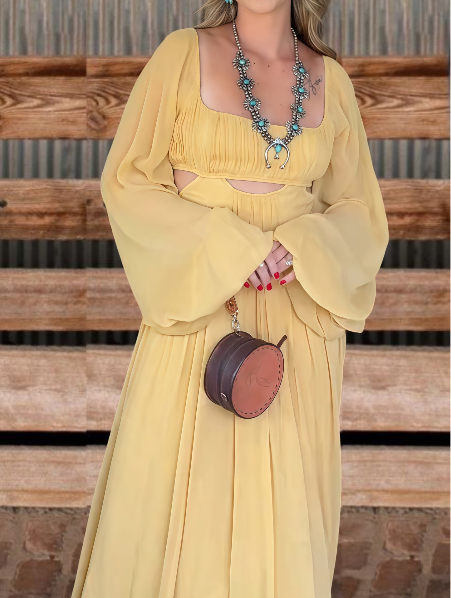Golden Sunset Boho Maxi Dress