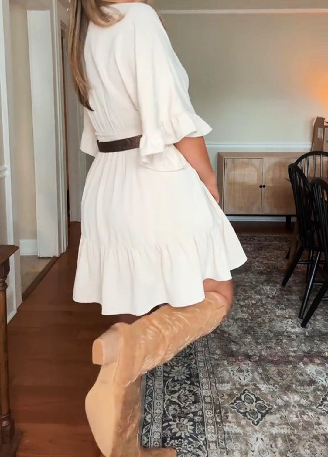 Women's Summer Short Sleeve Short Ruffle Hem Dress