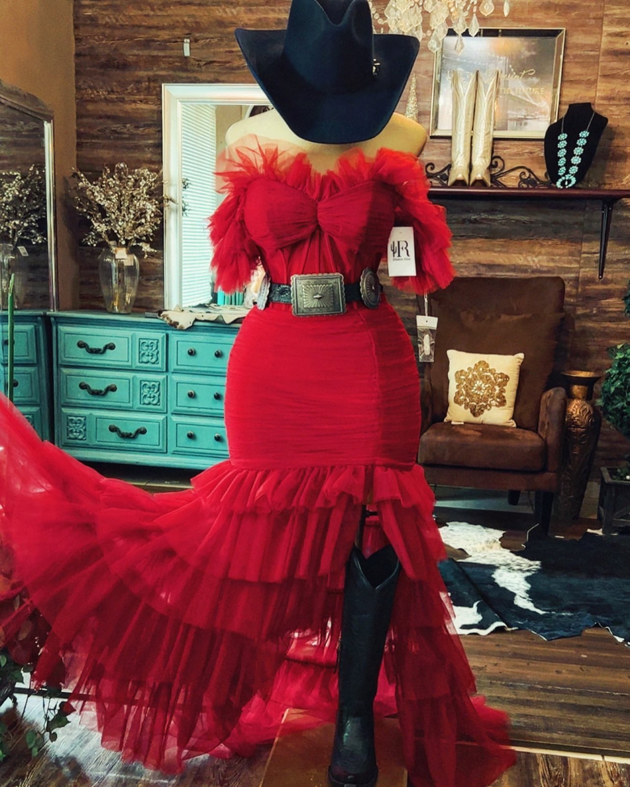 New Western Classic Tull corset Dress-Red