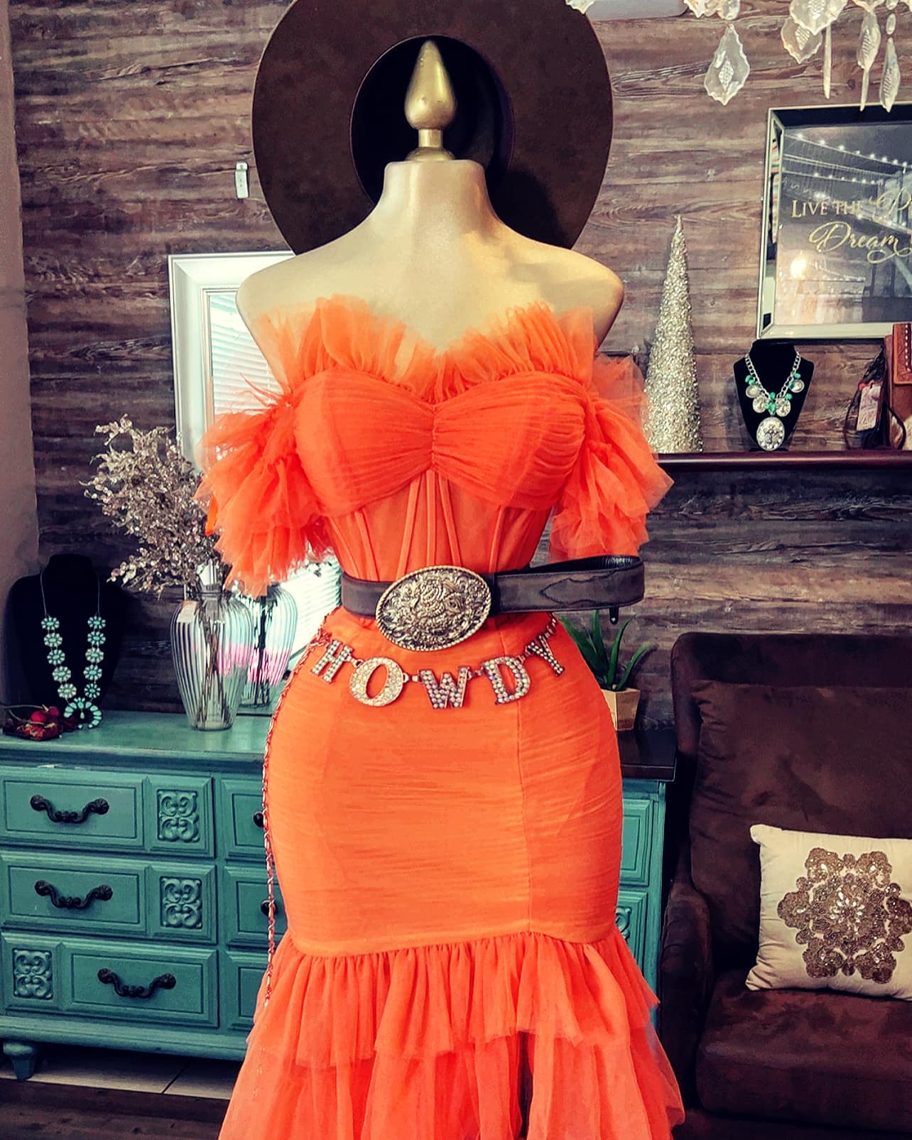 New Western Classic Tull corset Dress-Orange