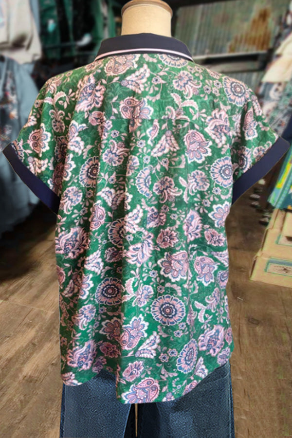 Floral Print Button Up Top