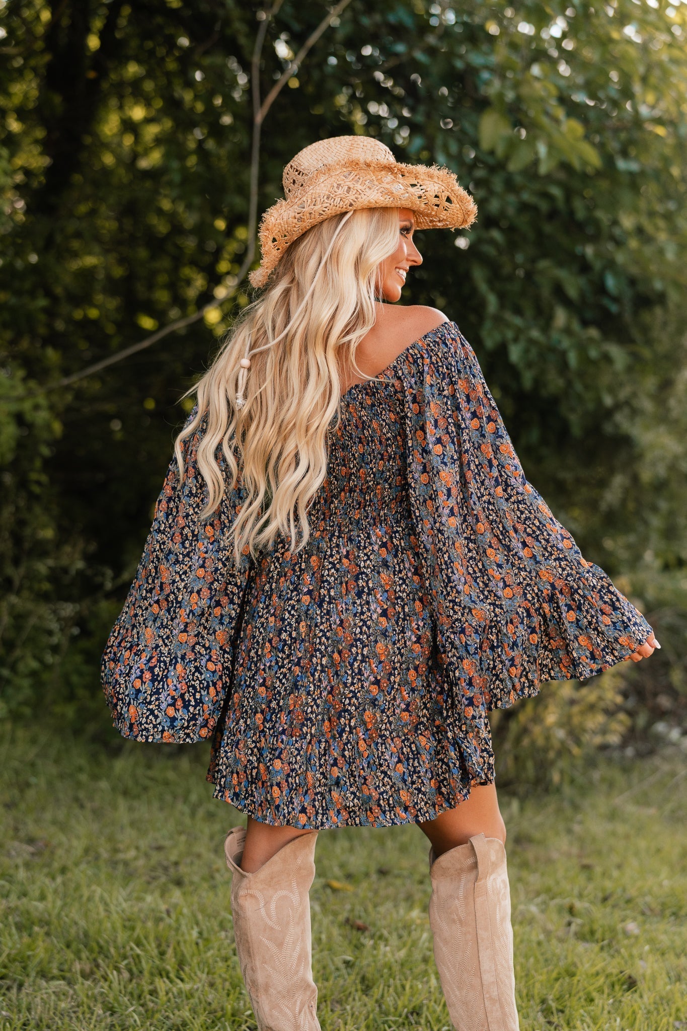 She's A Catch Bell Sleeve Mini Dress