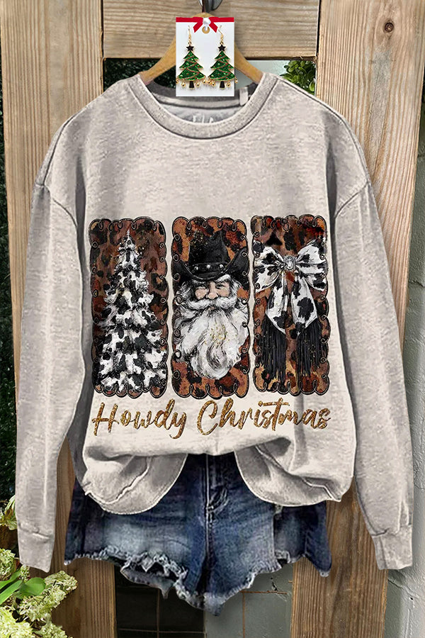 Retro Christmas Denim Print Sweatshirt
