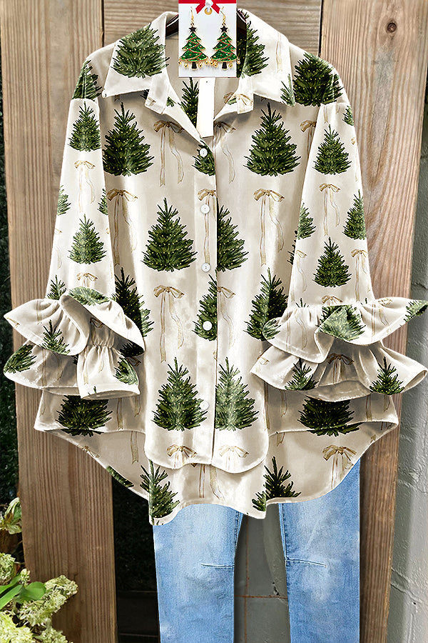 Sweet Christmas Tree Bow Velvet Top