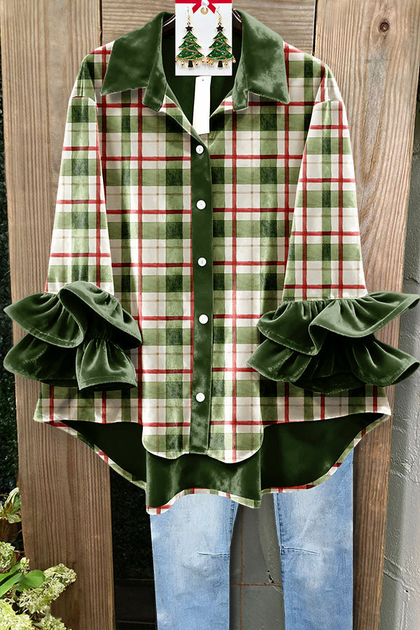 Classic Christmas Plaid Velvet Top