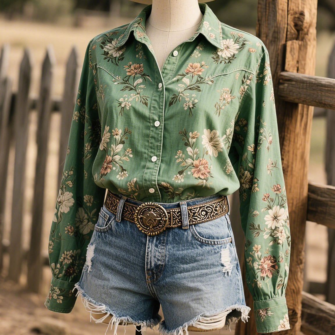 Women's Vintage Casual Western Floral Long Sleeve Shirt