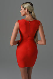 Konka Diamond Mini Cocktail Dress - Red