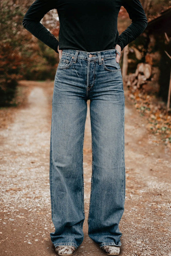 Vintage Washed Wide Leg Jeans