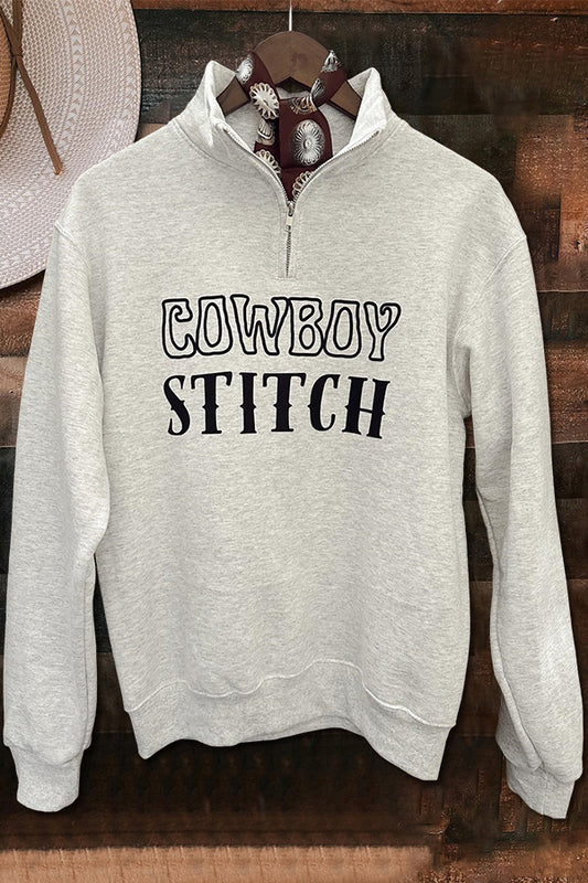 Cowboy Stitch Printed Zipper Sweatshirt