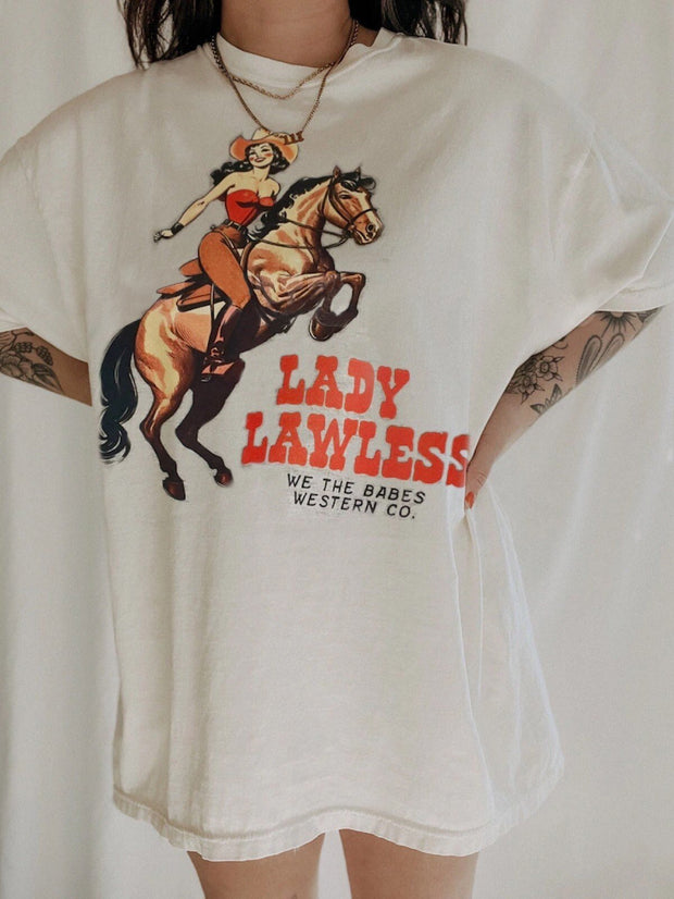 Women's Lady Lawless Western Cowgirl Print T-Shirt