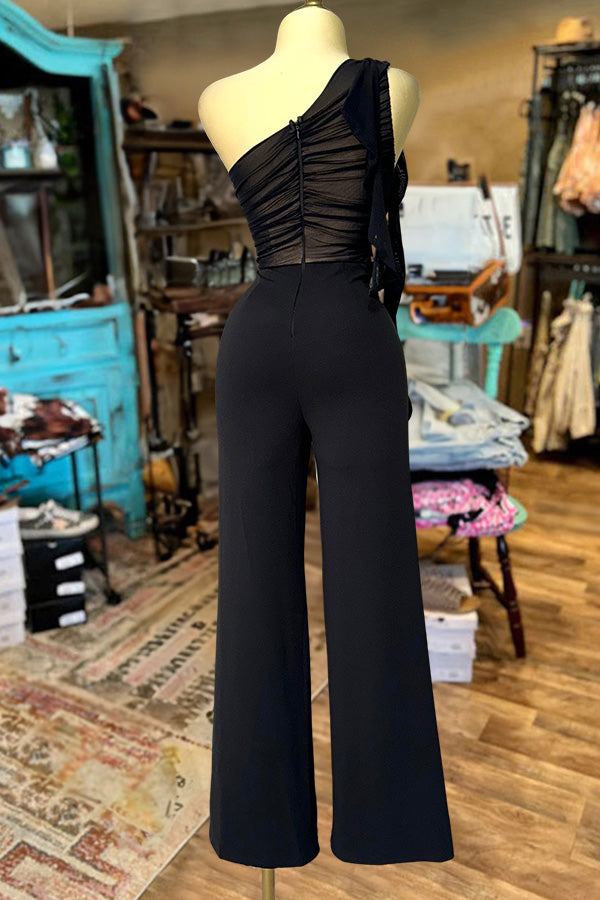 Elegant Off-Shoulder Pleated Jumpsuit