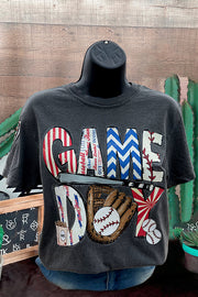 Casual Game Day Heart Sleeve Baseball T-Shirt