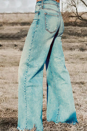 Vintage Wash Wide-leg Jeans