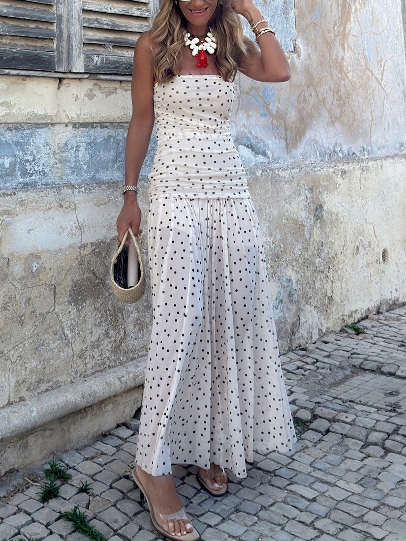 Women's Fashion Polka Dot Printed Tube Dress