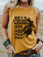 Women's Retro Western Here's To Strong Women Print Vest