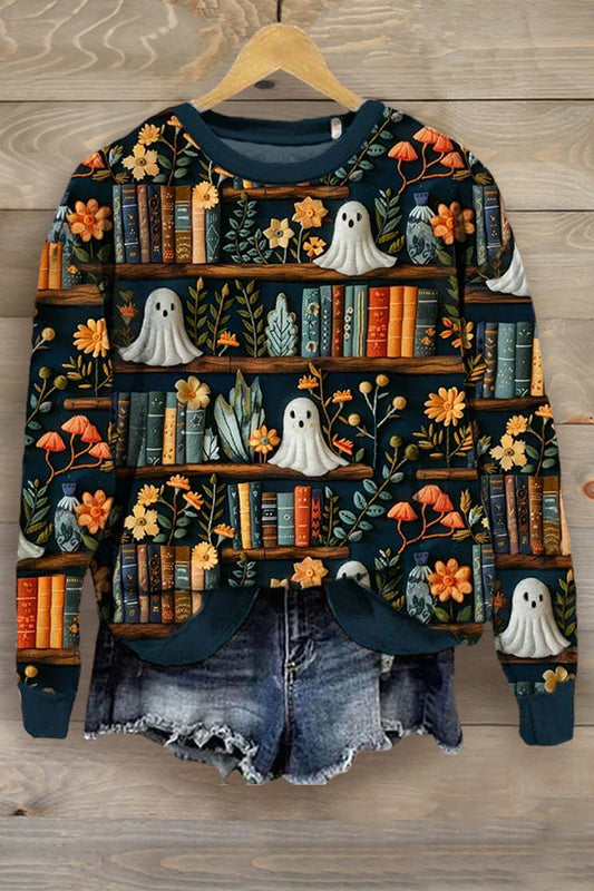 Halloween Boos Print Sweatshirt