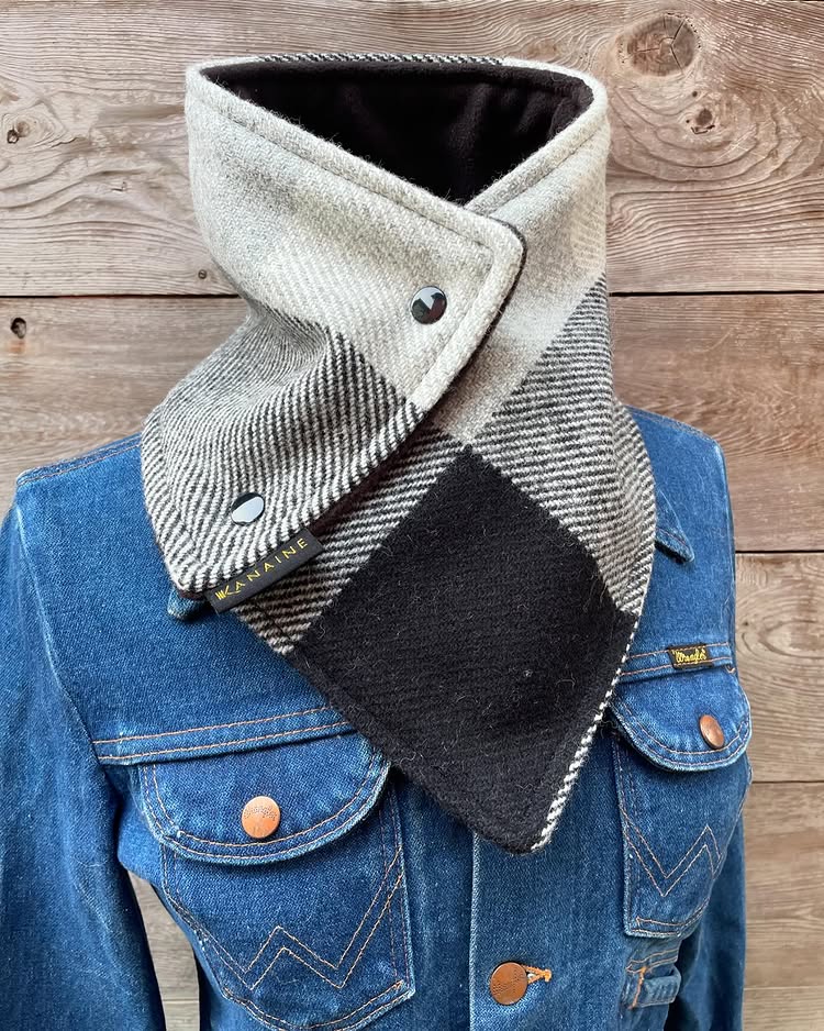 Plaid Print Warm Neck Hood Scarf