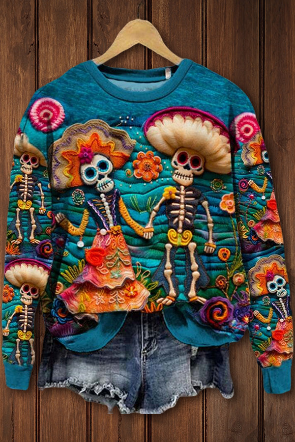 Mexican Day of The Dead Print Sweatshirt