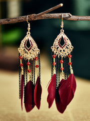 Bohemian Chain Earrings decorated with Feather Earrings