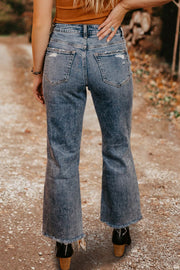 Vintage Washed Ripped Straight-Leg Jeans