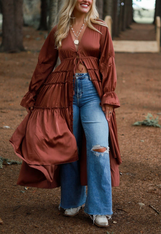 Folklore Duster Dress - Rust
