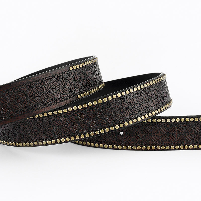 Retro Western Embossed Leather Belt