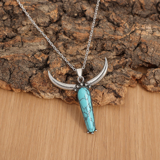 Turquoise Bull Head Necklace