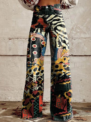 Women's Color Print Casual Wide Leg Pants