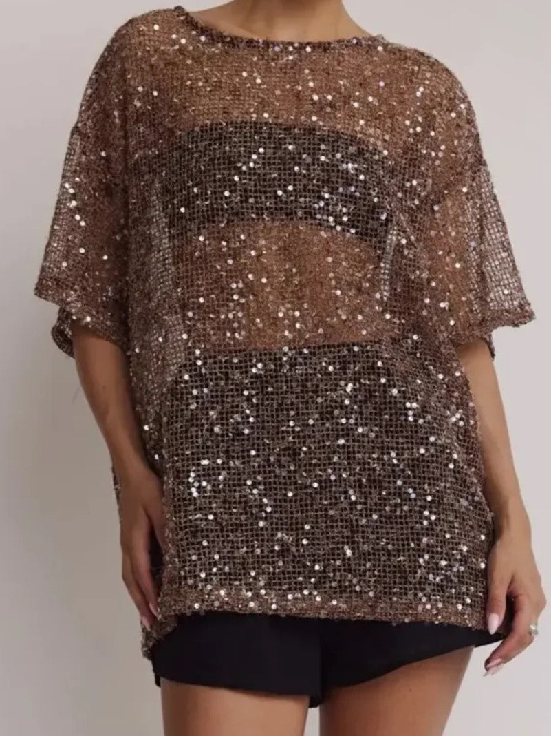 Bronze Sequin Tunic Top