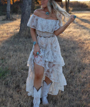 Boho Western Lace Irregular Dress
