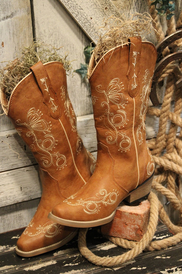 Women Vintage Embroidery Print Boot