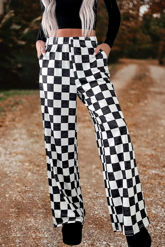 Checkered Wide Leg Pants