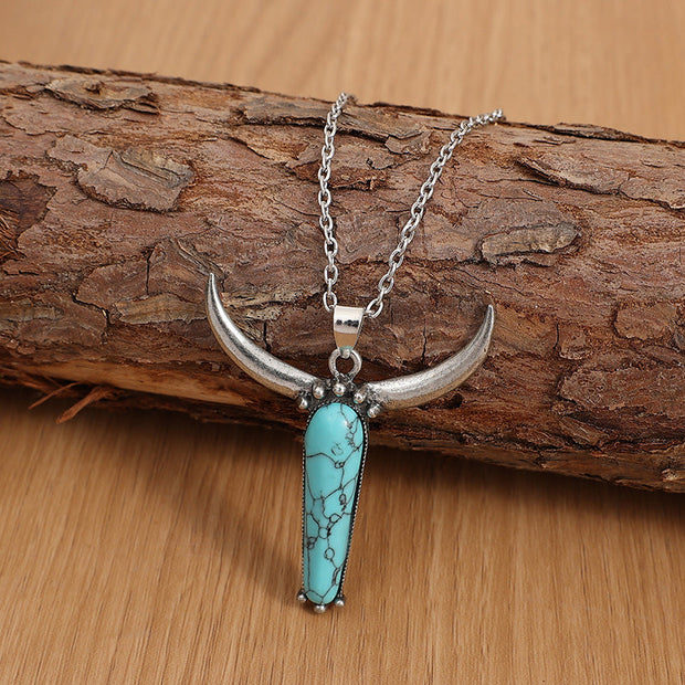 Turquoise Bull Head Necklace