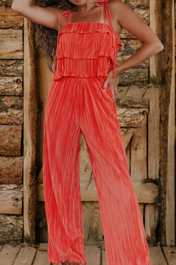 Pretty Layered Ruffled Wide-Leg Jumpsuit