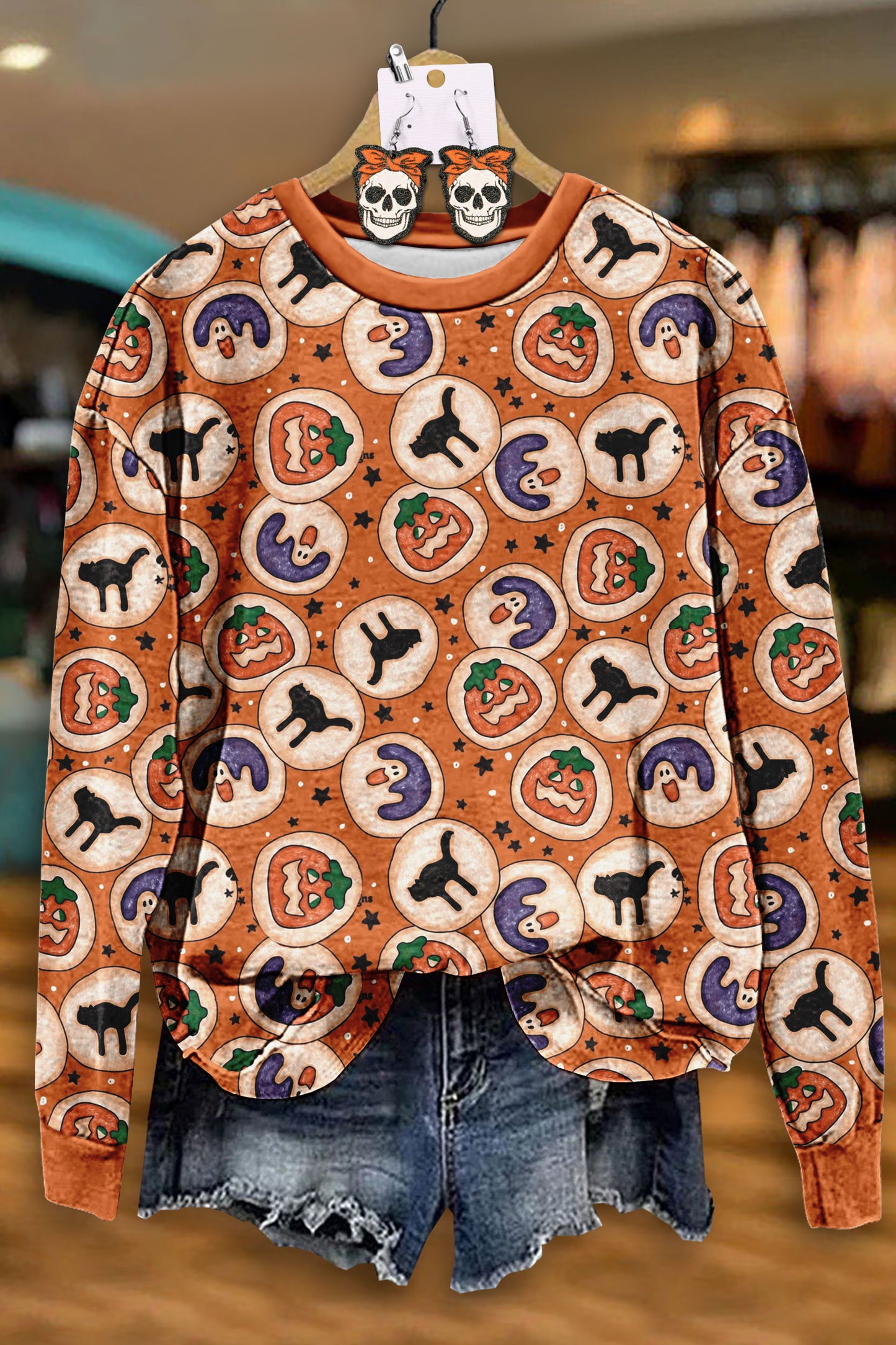 Halloween Cookies Print Sweatshirt