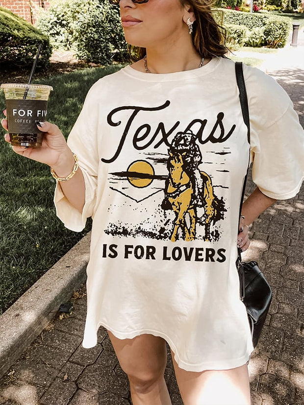 Women's Vintage Texas Is For Lovers Print T-Shirt