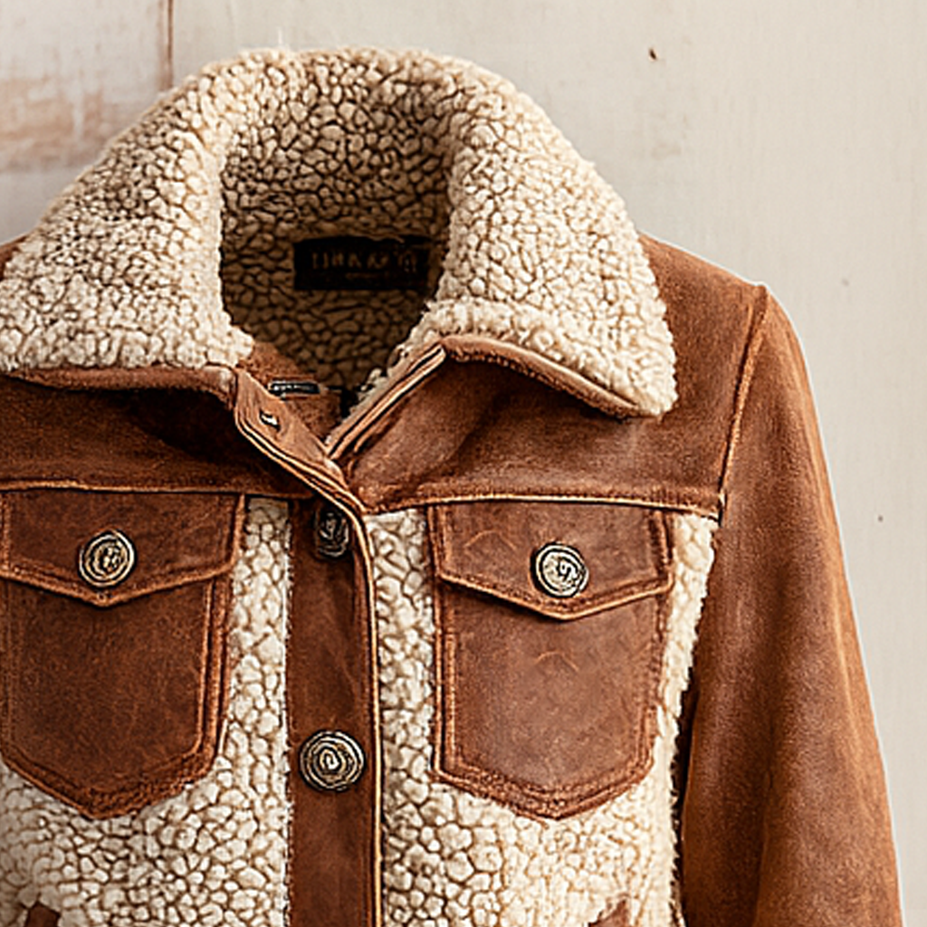 Warm And Stylish Brown Sherpa Jacket For Fall And Winter