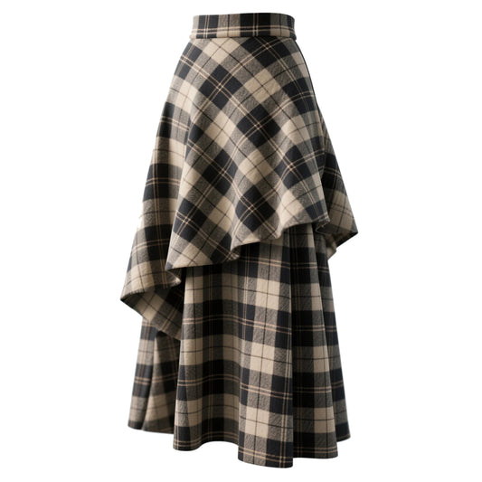 Outdoor Retro Style Misfit Design Plaid Skirt