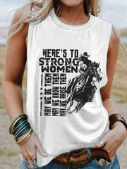 Women's Retro Western Here's To Strong Women Print Vest