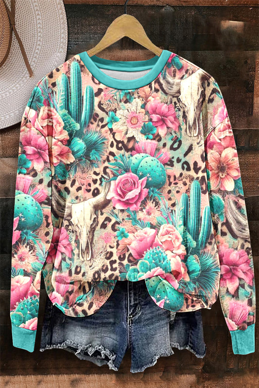 Flower Leopard Print Sweatshirt