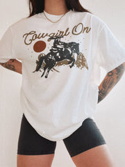 Vintage  Cowgirl On T-Shirt