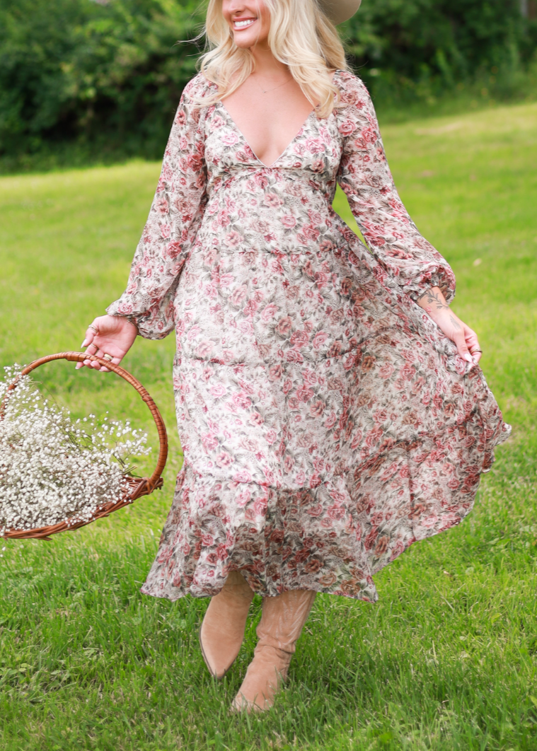 Rustic Bloom Maxi Dress