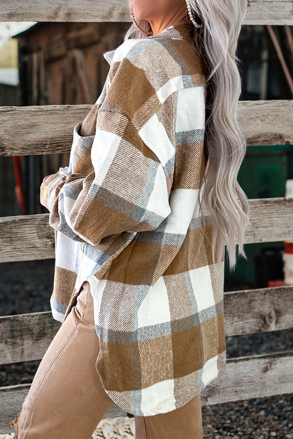 Casual Plaid Print Shacket