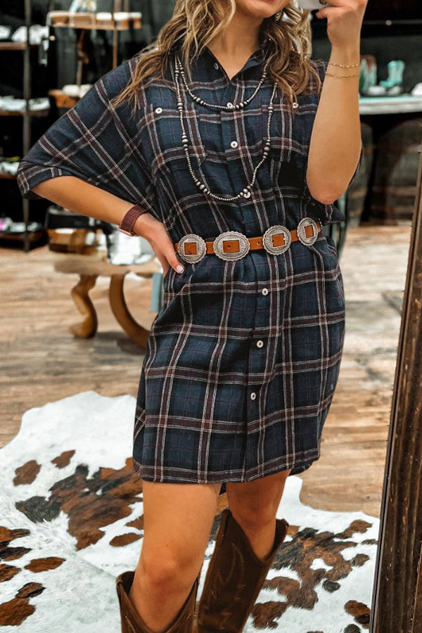 Unique Plaid Button Down Dress