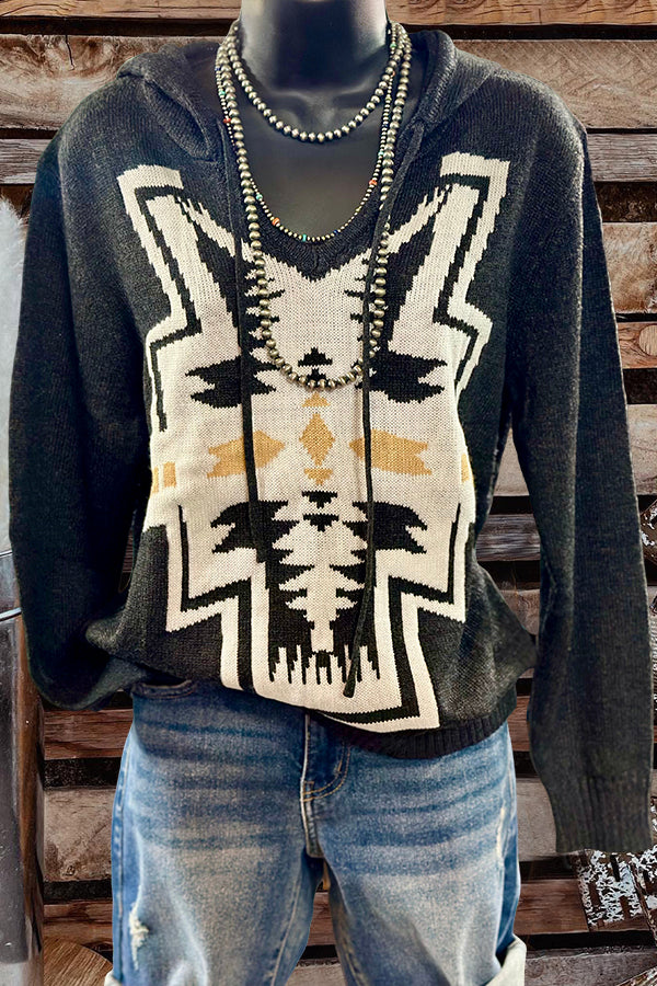 Casual Aztec Hooded Sweater