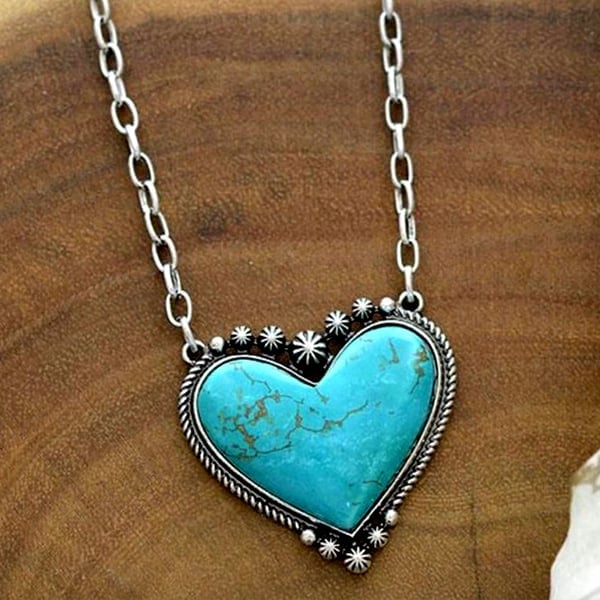 ?New Year Special 49% OFF-Boho Turquoise Heart Pendant Necklace