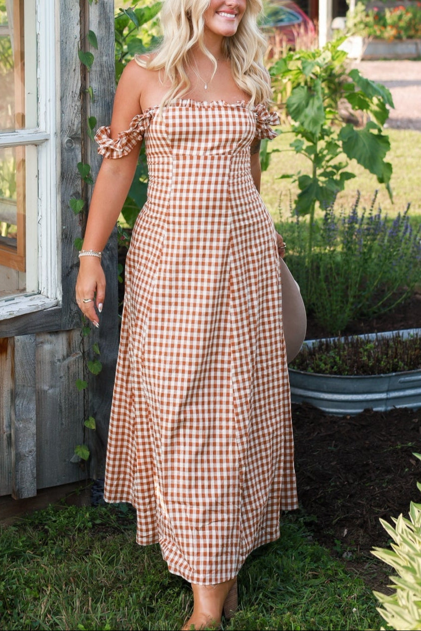 Honey Harvest Gingham Maxi