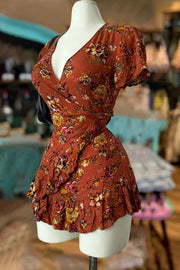 Vintage Print Ruffle Dress