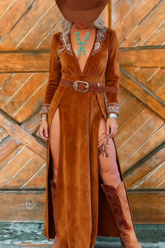 Women's V-neck Sexy High Slit Dress